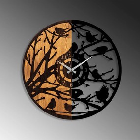 Dekorativní nástěnné hodiny WALLIE WOODEN 56 cm ořech/černé