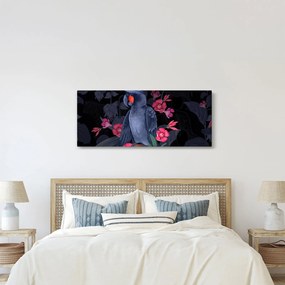 Obraz - Papagáj medzi kvetmi (120x50 cm)