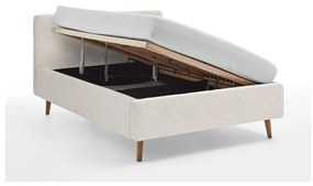 Biela čalúnená dvojlôžková posteľ s úložným priestorom s roštom 140x200 cm Mattis – Meise Möbel