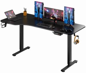 Výškovo nastaviteľný kancelársky stôl čierny 160x75x73-118cm