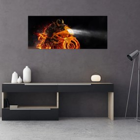 Obraz - Motorkár s plameňmi (120x50 cm)