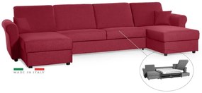 Sedacia súprava na každodenné spanie SAVONA U - rozkladacia, tm. červená (penelope 12), 140