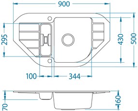ALVEUS CZ NIAGARA 60 G-11 bílá (900x500mm)+ pop- up sifon F
