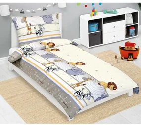 Bellatex Detské bavlnené obliečky Junior Safari béžová, 140 x 200, 70 x 90 cm