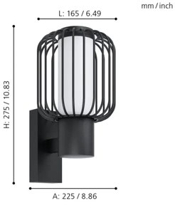 Eglo 98721 - Vonkajšie nástenné svietidlo RAVELLO 1xE27/28W/230V IP44