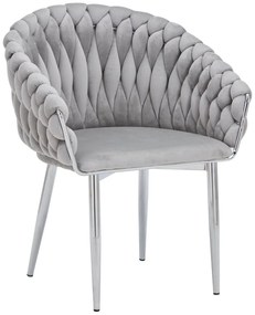 Sivá zamatová jedálenská stolička LUX 83cm