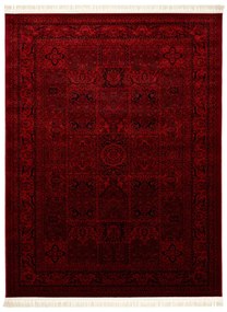 Koberec ORIENT 5365 so strapcami, rám / orientálny, bordový / čierny