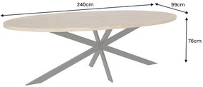 Jedálenský stôl GALAXIE 240 cm oválny mangové drevo prírodná hnedá