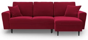 Červená zamatová rozkladacia/s úložným priestorom rohová pohovka Kyoto – Cosmopolitan Design