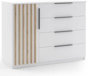 Komoda Sorento 120x89x48 Biely/Lamela Zlatý kraft