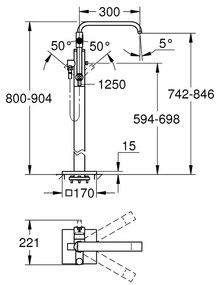 GROHE Allure - Páková vaňová batéria, DN 15, montáž do podlahy, chróm 32754002