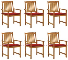 Záhradné stoličky s podložkami 6 ks masívne akáciové drevo 3078157