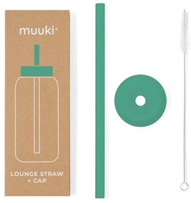 Silikónová slamka s čistiacou kefkou/s viečkom Frosted Green – Muuki