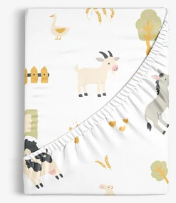 Goldea detská bavlnená napínacia plachta - život na farme 80 x 160 cm