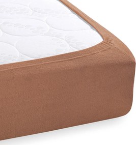 Froté napínacie prestieradlo na vysoký matrac FR-023 Orieškovo hnedé 80 x 200 - výška 30 cm