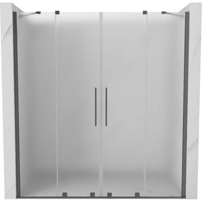 Mexen Velar Duo, posuvné sprchové dvere do otvoru 170 cm, 8mm sklo námraza, brúsený grafit, 871-170-000-32-95