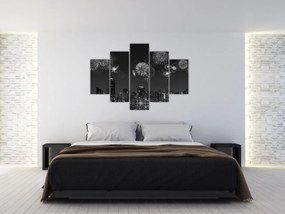 Obraz - Ohňostroj v Miami, čiernobiela (150x105 cm)