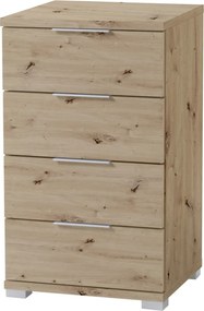 Nočný stolík/skrinka so 4 zásuvkami Smilla, výška 79 cm, dub artisan