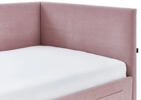 Detská posteľ loop 120 x 200 cm s bočnicou a úložným priestorom ružová MUZZA