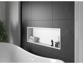 Mexen X-Wall-R, polička na zapustenie na obklad s golierom 90 x 30 cm, biela, 1920903010