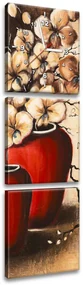 Gario Obraz s hodinami Orchidei v červenej váze - 3 dielny Rozmery: 30 x 90 cm
