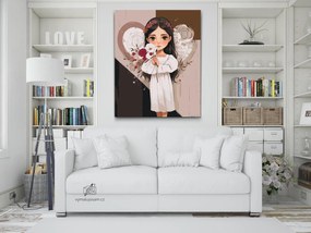Gario Maľovanie podľa čísel Anjel s kyticou v ruke Rozmery: 30 x 40 cm, Rámovanie: S vnútorným rámom