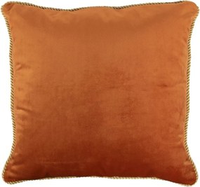 Oranžový zamatový vankúš obšitý krúteným zlatým povrázkom Velvet black - 45*10*45cm
