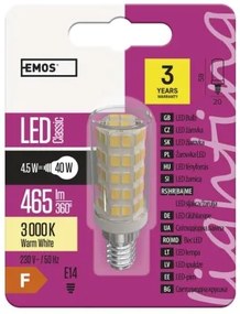 EMOS LED žiarovka Classic JC 4,5W, E14, teplá biela