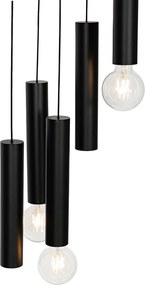 Dizajnové závesné svietidlo čierne okrúhle 7-svetlo - Tuba