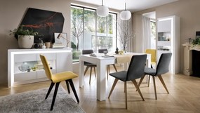 Komoda s prosklením Lyon, biela lesk, s osvetlením