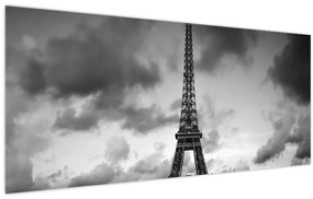 Obraz - Eiffelova veža a červené auto (120x50 cm)