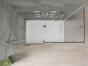 Mexen Omega, sprchovací kút s posuvnými dverami 140 (dvere) x 80 (stena) cm, 8mm číre sklo, chrómový profil + slim sprchová vanička 5cm, 825-140-080-01-00-4010
