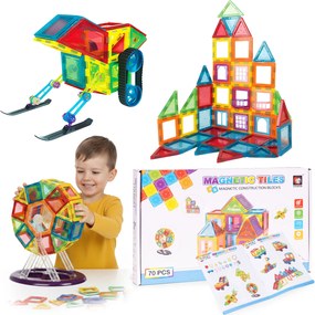 MULTISTORE Magnetické stavební bloky 70 dílků – kreativní 2D a 3D stavebnice pro děti