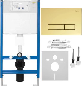 Rea Rea, podomietkový WC systém K011A-Q + tlačidlá HD, zlatá matná, KPL-E9560