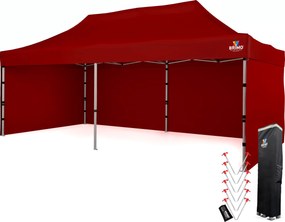 BRIMO Svadobný stan 3x6 m hliníkový – Elegantný a rýchlorozkladací - s 3 stenami - Červená 15