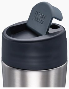 Cestovný hrnček v tmavomodro-lesklo striebornej farbe 450 ml Sipp – Joseph Joseph