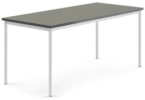 Stôl SONITUS, 1800x800x760 mm, linoleum - tmavošedá, biela