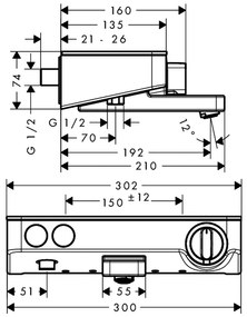 Hansgrohe ShowerTablet Select, termostatická vaňová batéria 300, biela/chrómová, 13151400