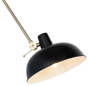 Retrová nástenná lampa čierna s bronzom - Milou