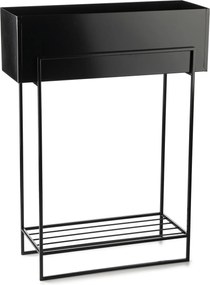 KOVOVÝ KVETINÁČ SO STOJANOM RECT 82X23X60 CM ČIERNA