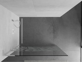 Mexen Kioto L, sprchová zástena Walk-In 90 x 200 cm, 8mm číre sklo biely vzor, biely profil, 800-090-103-20-85