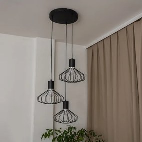 Luster na lanku SOLANO 3xE27/15W/230V čierna/lesklý chróm