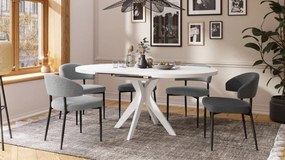 RENZO Biely - OKRÚHLY STÔL Ø110 ROZKLADACÍ DO 180 cm | DO KUCHYNE JEDÁLNE OBÝVAČKY RETRO