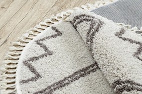 Dywany Łuszczów, Kusový koberec Berber Asila cream and brown kruh, 120x120 (priemer) kruh, hnedá, obývacia izba