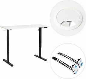 Elektrický písací stôl 120x60 cm, výškovo nastaviteľná 72-118 cm biela doska