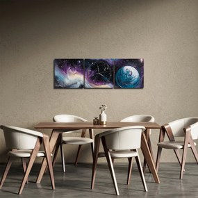 Obraz - Maľovaný vesmír (s hodinami) (90x30 cm)