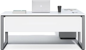 Rohový kancelársky stôl s kontajnerom Houseland Prime Home 01 180 cm biely