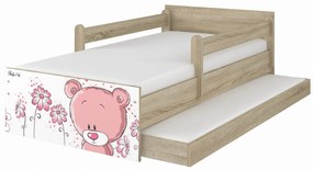Raj posteli Detská posteľ "medvedík ružový" MAX  XXL dub sonoma