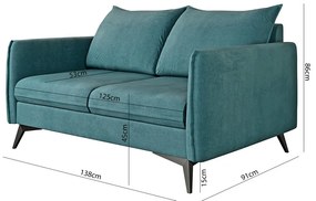 Pohovka v petrolejovej farbe 138 cm Juli Bis – Ropez