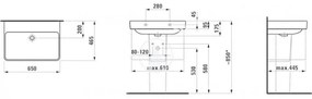 LAUFEN Pro S Umývadlo, 650 mm x 465 mm, bez otvoru na batériu, bez prepadu, s LCC, biela H8169644001421